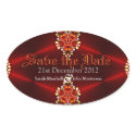 Red Gothic Diva Save the Date Oval Sticker