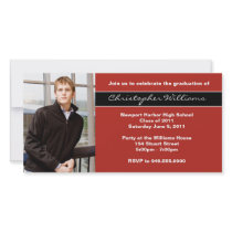 Red Graduation Invitation Announcement Cards Photo Cards