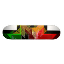 Red & Green Abstract Lines: Custom Skateboard