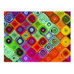 Red Green Abstract Mosaic Postcard
