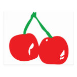 red green cherry illustration post card