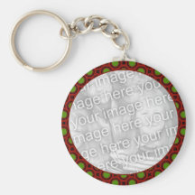 red green holiday photo frame key chain