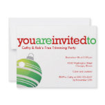 Red green ornament Christmas holiday custom party Personalized Invitation