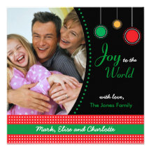 Red & Green Photo Card- Square Custom Announcement