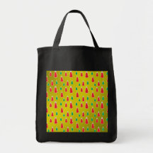 Red green snowmen on gold fade canvas bags