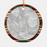 red green stripes pattern photo frame ornaments