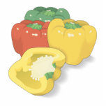 red green yellow peppers photo sculptures