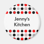 Red Grey Black Dots Kitchen Magnet