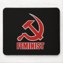 Red & Grey Feminist Hammer & Sickle PC mousepads