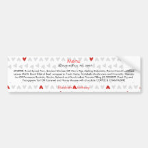 red & grey little hearts wedding menu bumper stickers
