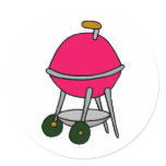 Red Grill Round Stickers