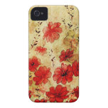 Red Grunge Floral iPhone 4 casemate cases
