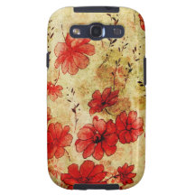 Red Grunge Floral Samsung Galaxy Galaxy SIII Cases