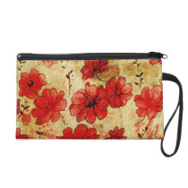 Red Grunge Floral bagettes bags