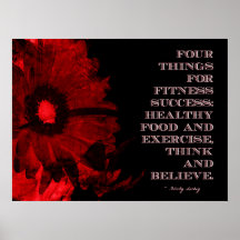 Red Grunge Flower for Fitness Success Posters