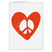 Red Grunge Heart with Peace Sign