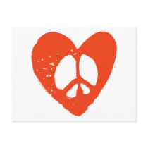 Red Grunge Heart with Peace Sign