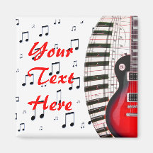 Red Guitar Piano Keys and Note Refrigerator Magnet