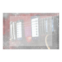 red guitar strings bridge grunge music design personalized stationery