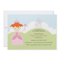 Red Hair Birthday Princess in Pink with Castle