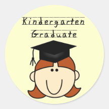 Red Hair GIrl Kindergarten Graduate  Tshirts Sticker