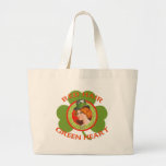 Red Hair Green Heart Canvas Bags