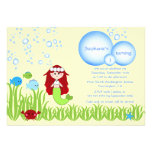 Red hair mermaid girl's birthday party invitation