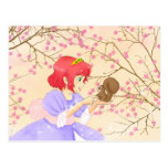 Red hair Princess and squirrel postacrd Postcards