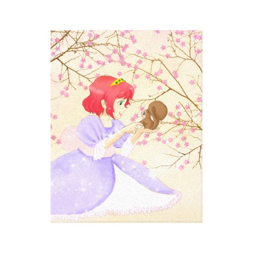 Red hair Princess and squirrel wrapped canvas Canvas Print