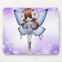 Red Hair Princess Butterfly Mousepad