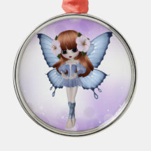 Red Hair Princess Butterfly Ornament