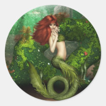 Red Haired Mermaid Stickers