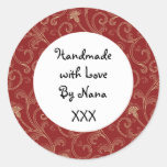 Red  'Handmade by' Christmas stickers