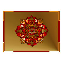 Red Hanukkah Mandala Business Card Template