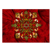 Red Hanukkah Mandala Business Card Templates