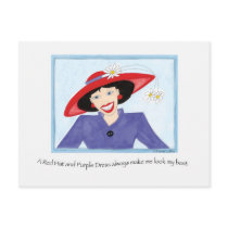 Red Hat and Purple Dress Lady Postcards