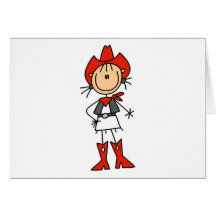 Red Hat Cowgirl Tshirts and Gifts Greeting Cards