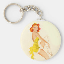 Red Head Pinup Key Chains