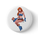 Red Headed American Girl in American Flag costume buttons