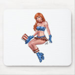 Red Headed American Girl in American Flag costume mousepads