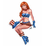 Red Headed American Girl in American Flag costume t-shirts