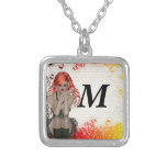 Red headed goth girl necklace