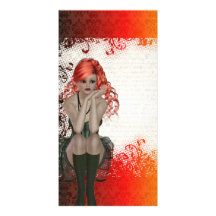 Red headed goth girl photo cards