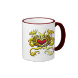 RED HEART AND DRAGONS COFFEE MUG