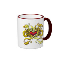 RED HEART AND DRAGONS COFFEE MUG