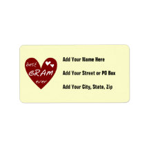 Red Heart Best Gram Ever Tshirts and Gifts Address Label