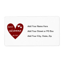 Red Heart Best Gramma Ever T-shirts and Gifts Shipping Label