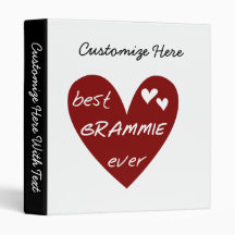 Red Heart Best Grammie Ever T-shirts and Gifts 3 Ring Binders
