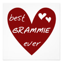 Red Heart Best Grammie Ever T-shirts and Gifts Invitations