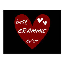 Red Heart Best Grammie Ever T-shirts and Gifts Post Cards